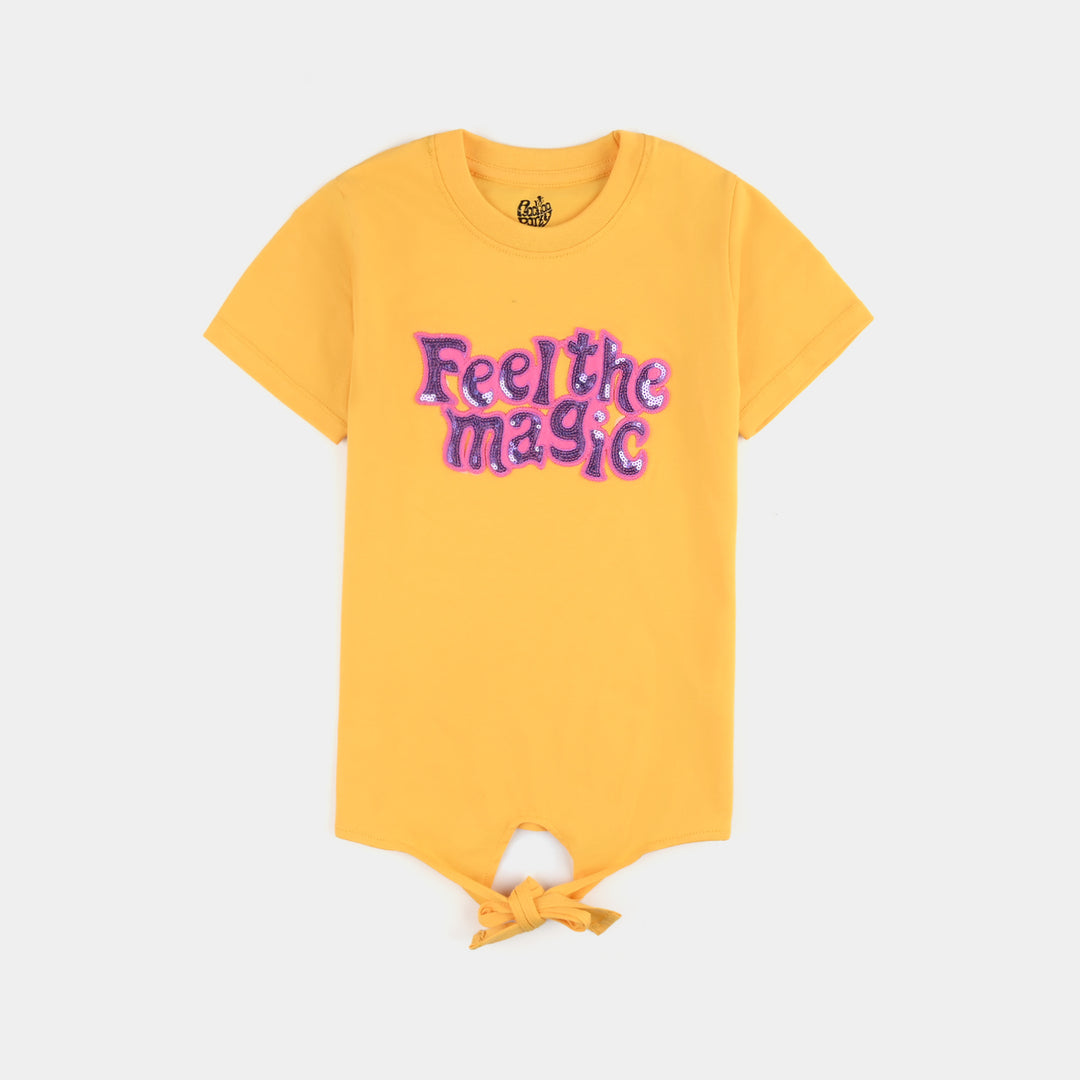 Girls Cotton Jersey T-Shirt Feel The Magic-Banana