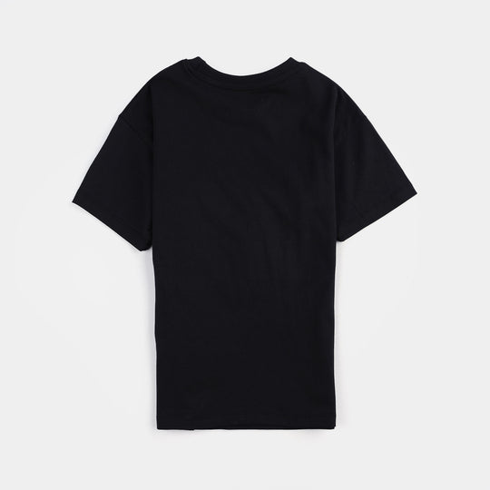 Girls Cotton Jersey T-Shirt (Best Club) - Jet Black