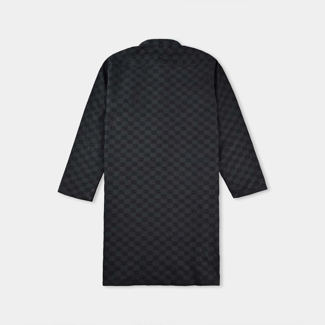 Boys Cotton Kurta Pajama (Chicken)-BLACK