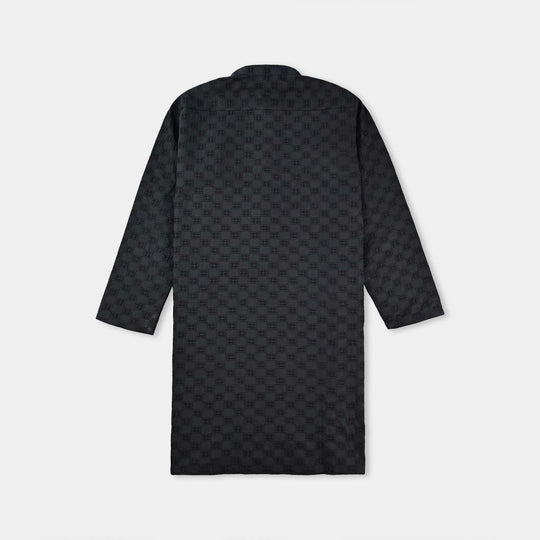 Boys Cotton Kurta Pajama (Chicken)-BLACK