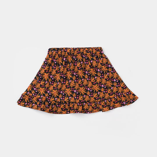 Infant Girls Cotton Poplin Short Skirt Floral - Mustard