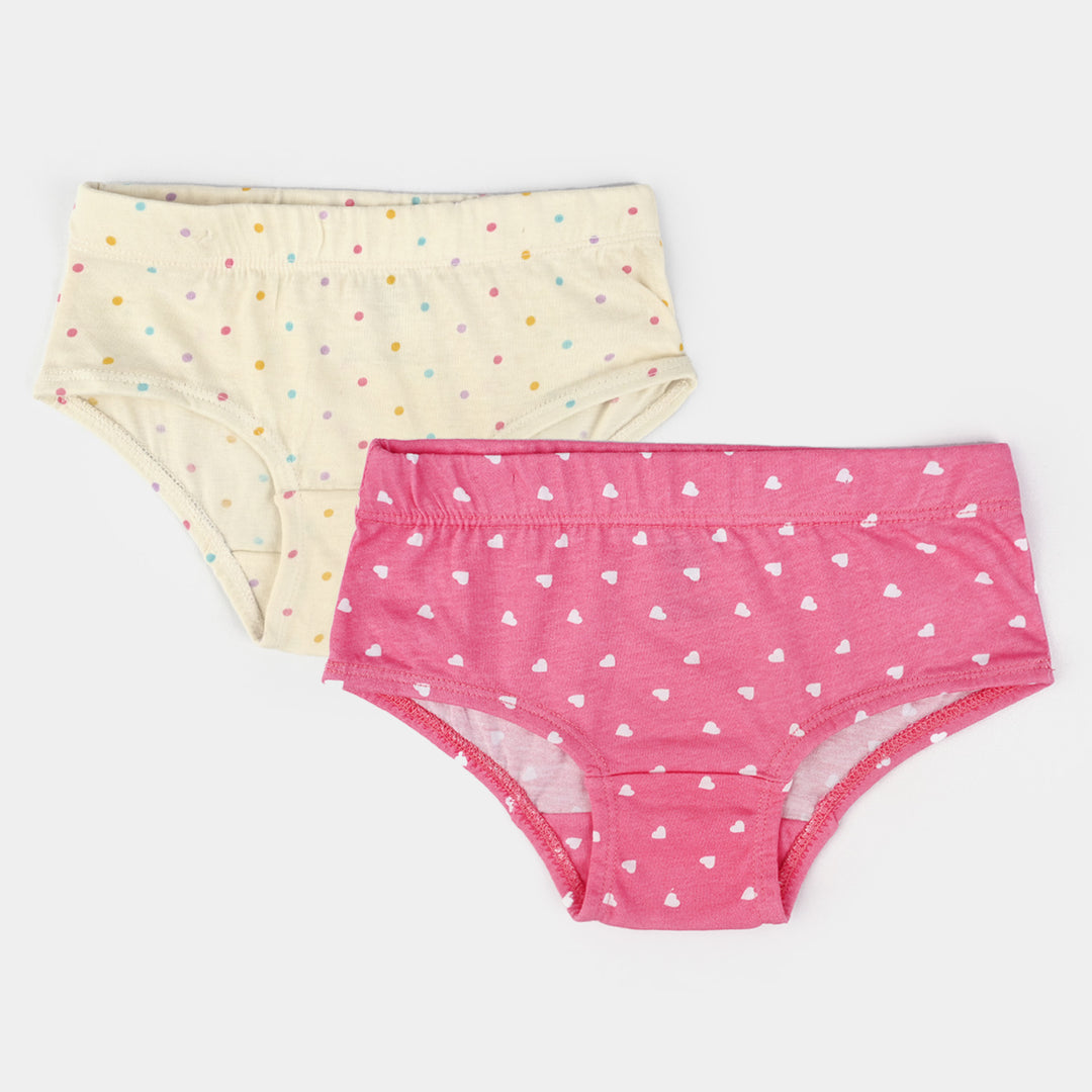 Girls Cotton Jersey Panties Pack Of 2-Hearts & DOT-H.Pink/Vanilla