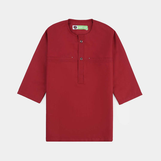 Infant Boys Poly Viscose Kurta & Pajama Suit - RED