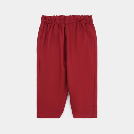 Infant Boys Poly Viscose Kurta & Pajama Suit - RED