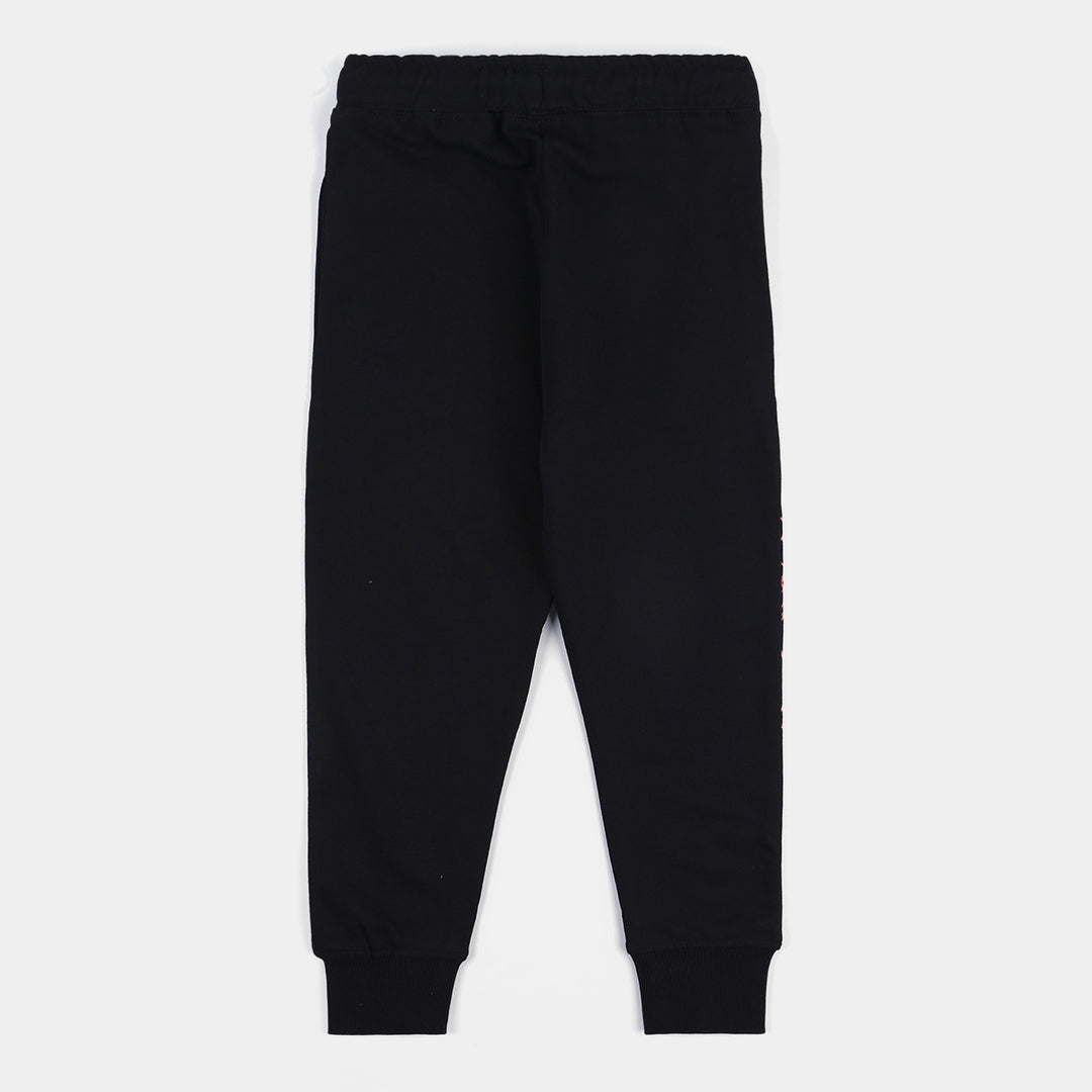 Boys Cotton Terry Pyjama-Jet Black