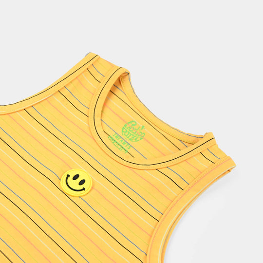 Infant Boys Yarn Dyed Sando Smiley-Yellow