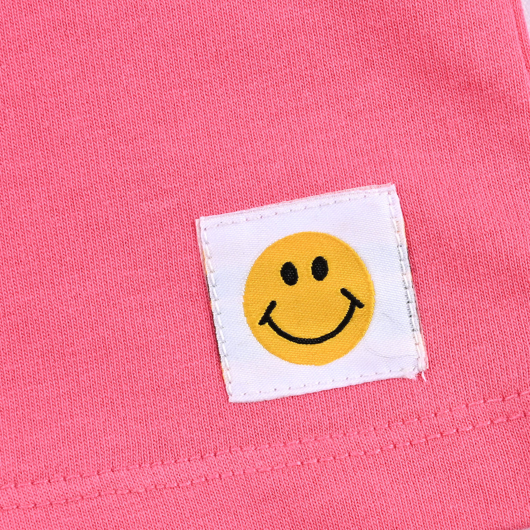 Girls Cotton Terry Shorts (Smiley) - Hot Pink