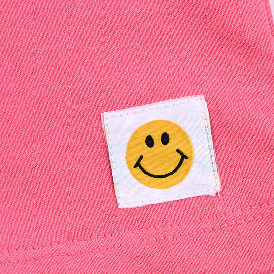 Girls Cotton Terry Shorts (Smiley) - Hot Pink