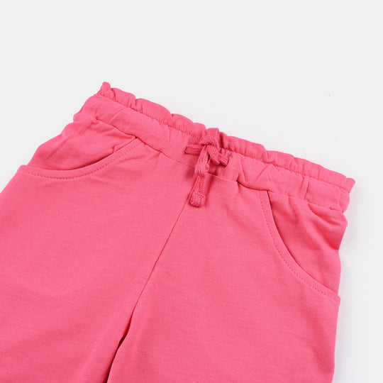 Girls Cotton Terry Shorts (Smiley) - Hot Pink