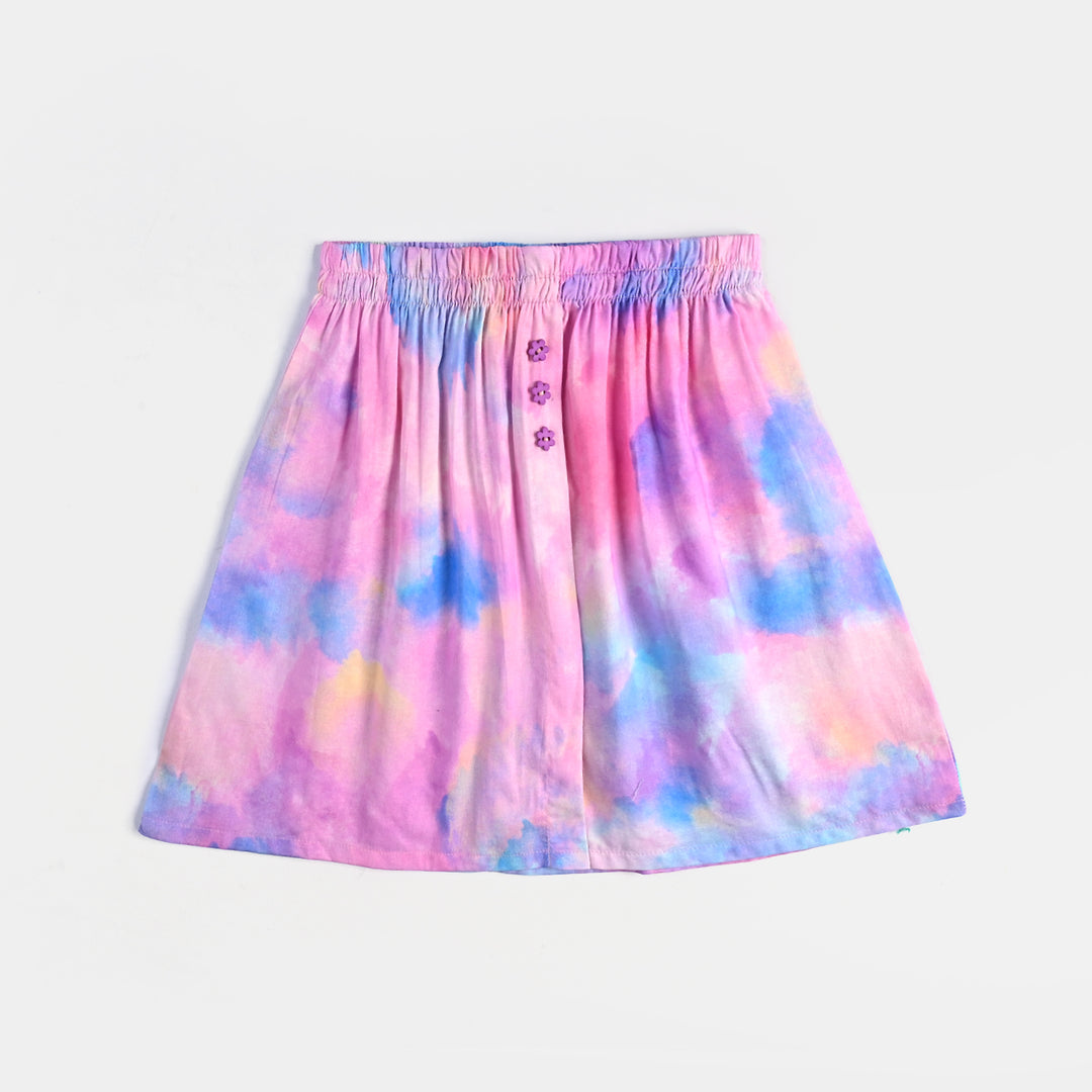 Title: Girls Cotton Poplin Short Skirt (Puffy) - Pink/Multi