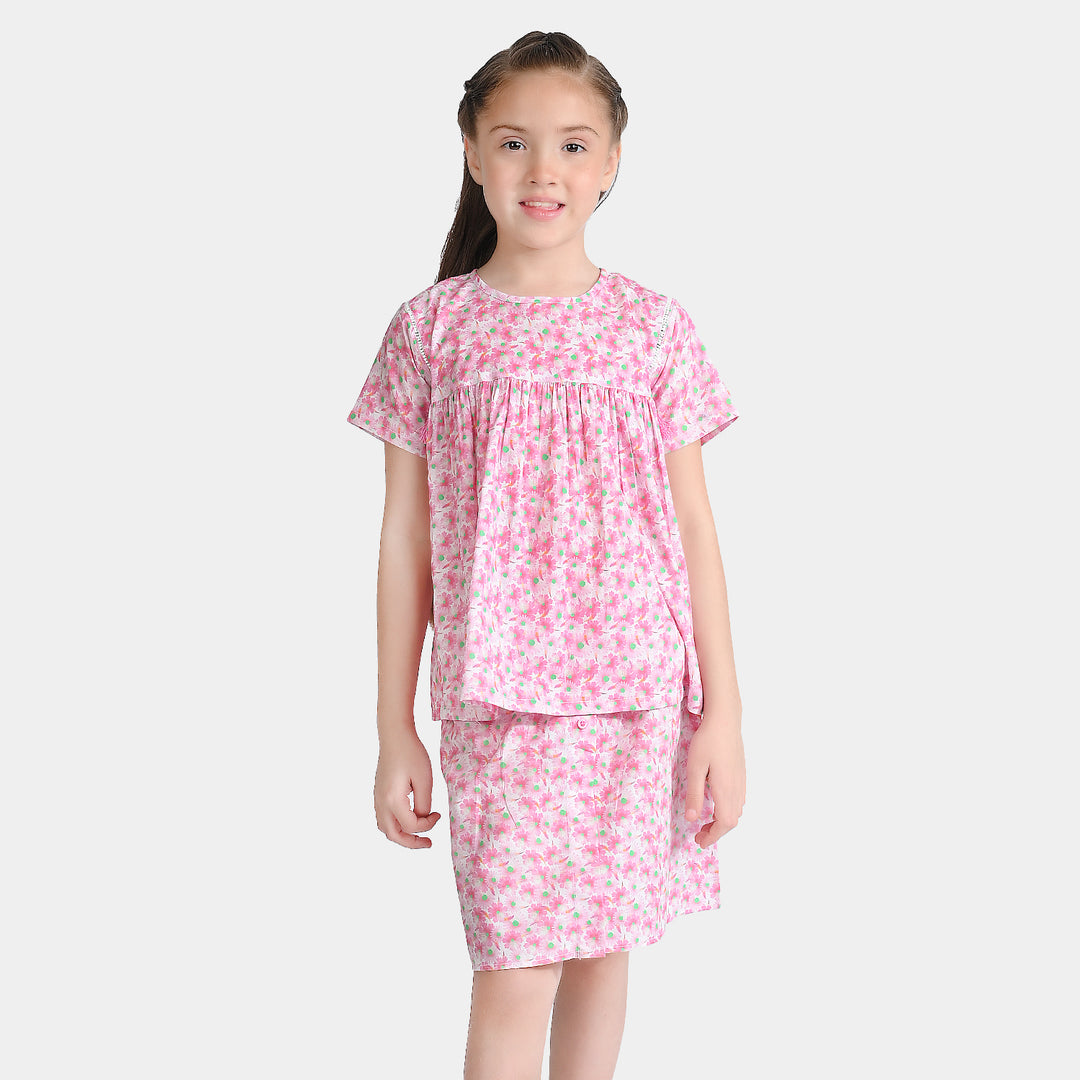 Girls Cotton Poplin Casual Top Daisy-Pink