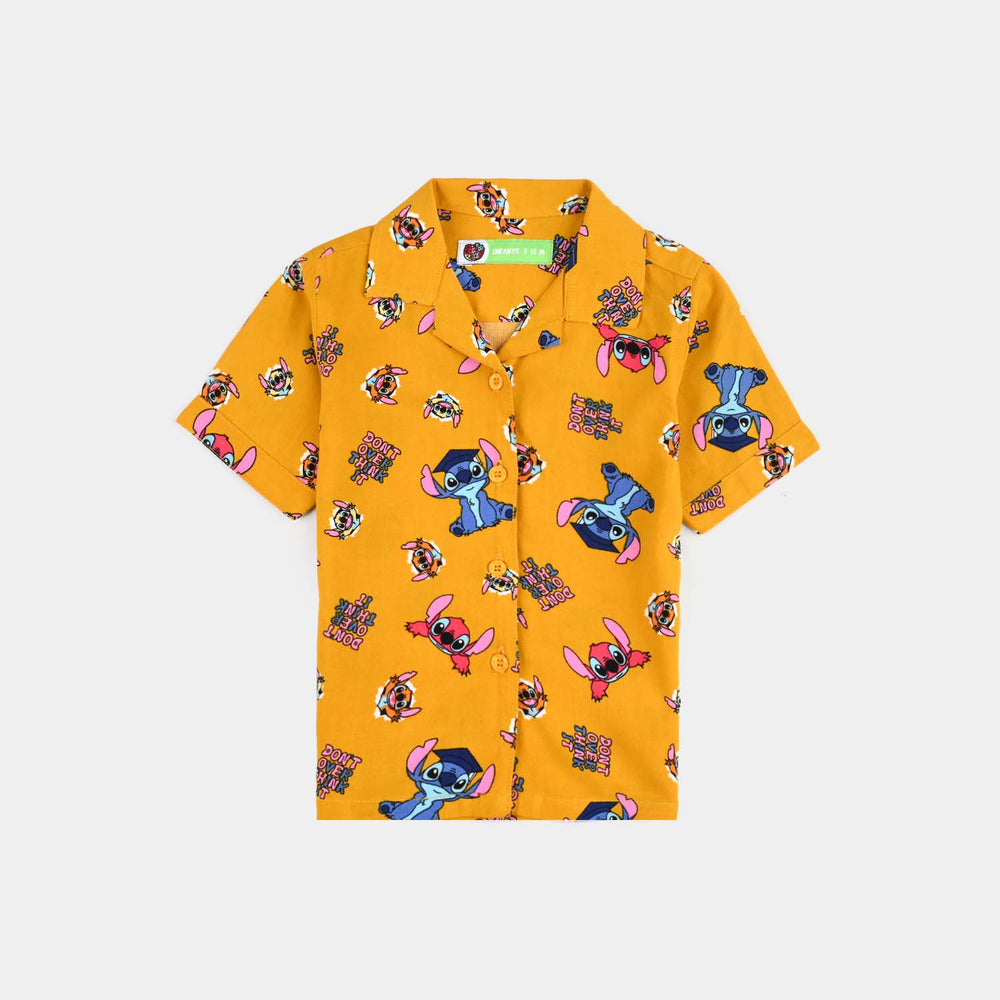 Infant Girls Viscose Nightwear (AOP Stitch) - Yellow