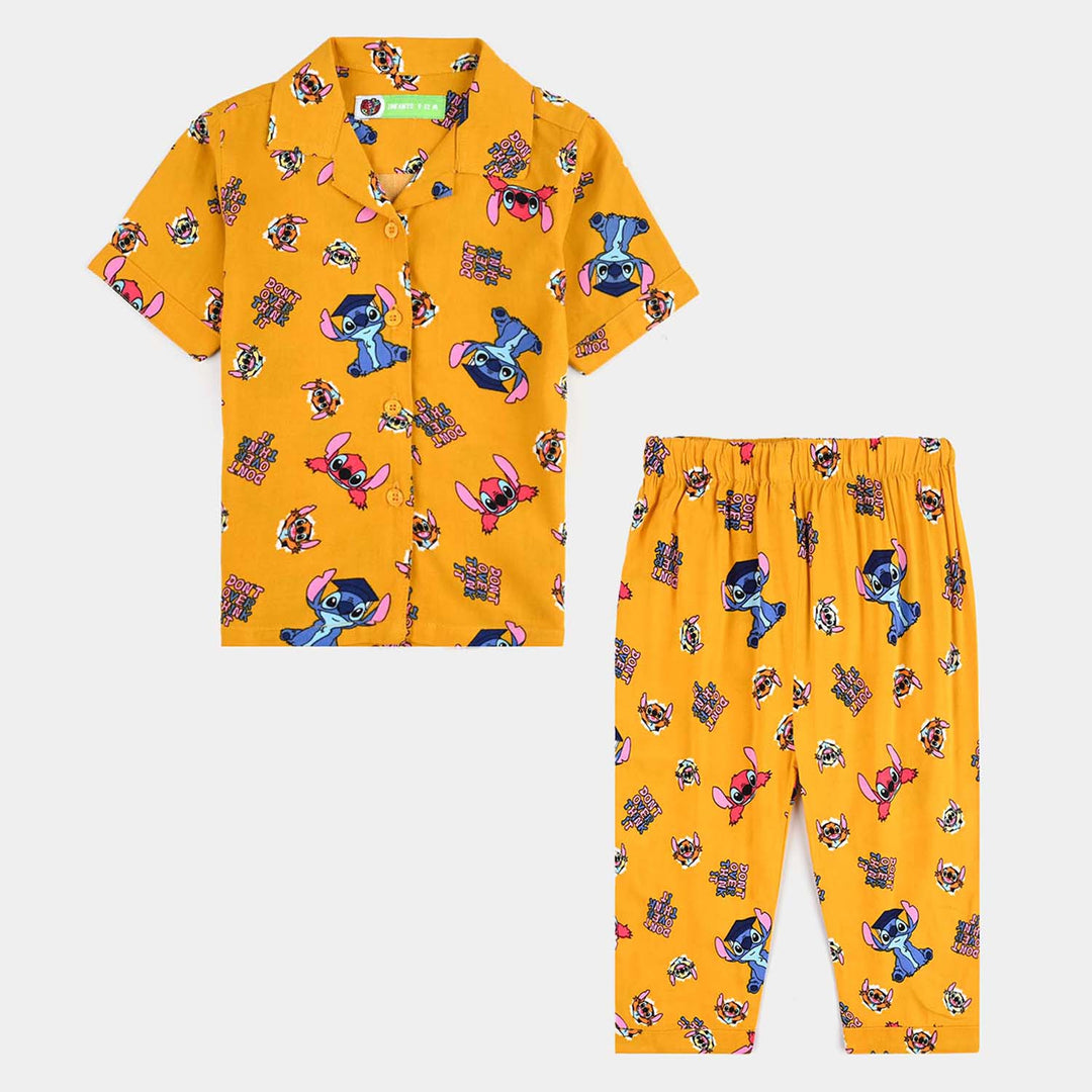 Infant Girls Viscose Nightwear (AOP Stitch) - Yellow