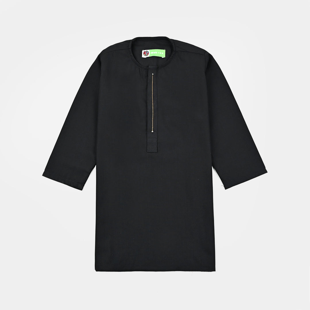Infant Boys Poly Viscose kurta Shalwar Suit (Blended)-BLACK