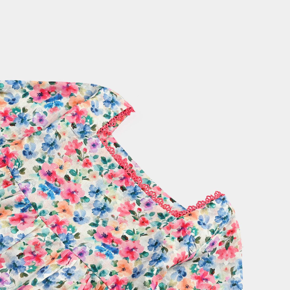 Infant Girls Cotton Poplin Casual Frock Mix Floral-Multi