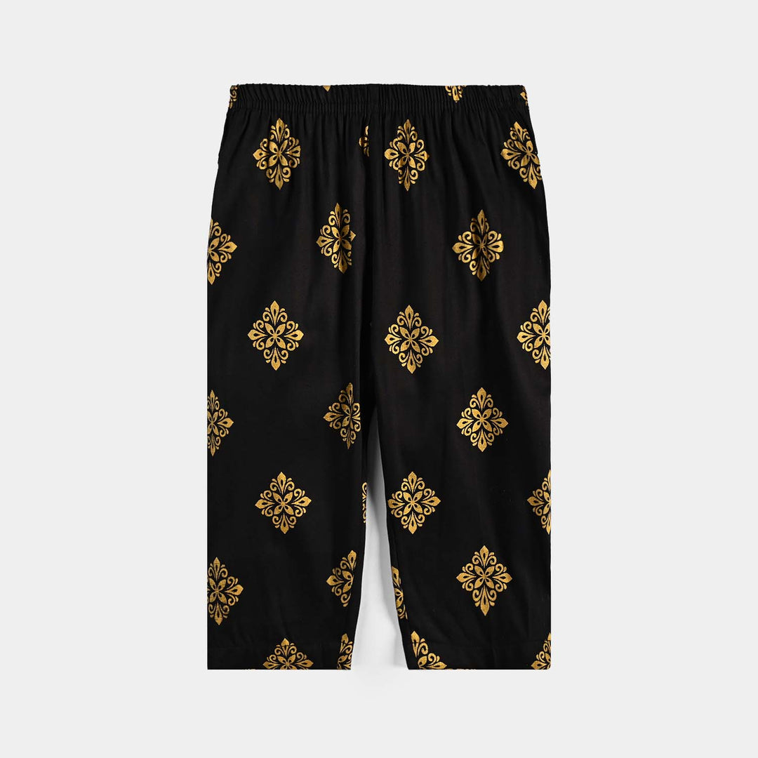 Infant Girls Cotton Printed Pants - Black