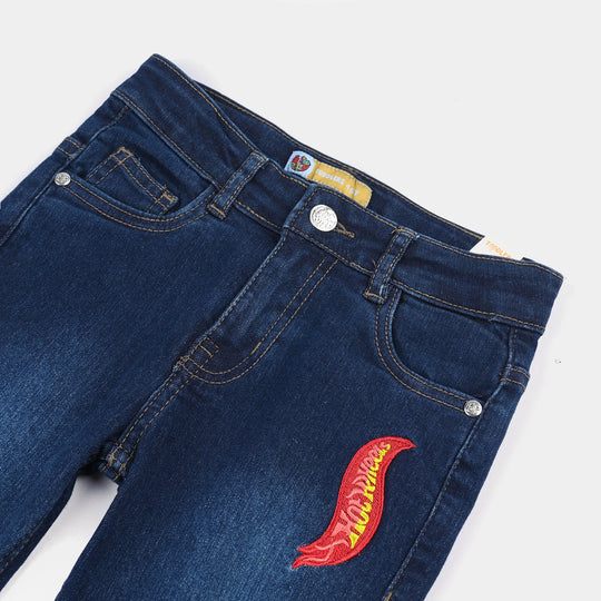 Boys Denim Stretch Pant (Hot wheels)-Mid Blue