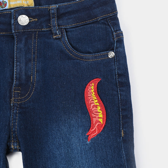 Boys Denim Stretch Pant (Hot wheels)-Mid Blue