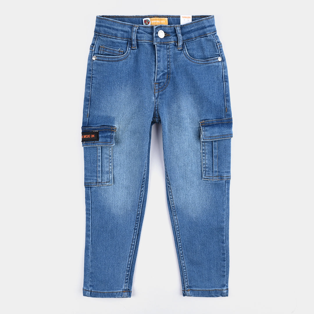 Boys Denim Stretch Pants (Brave Mode On) - Mid Blue
