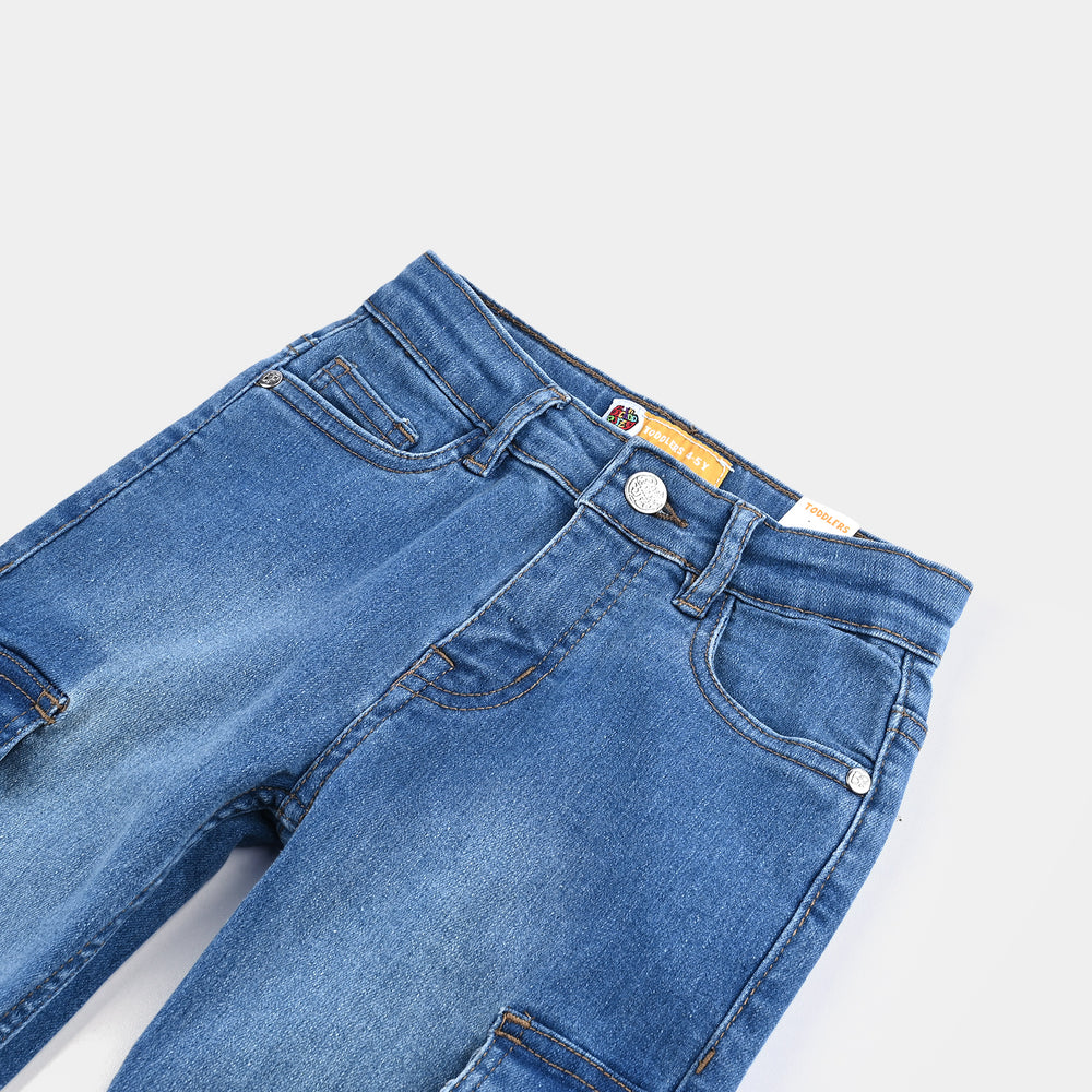 Boys Denim Stretch Pants (Brave Mode On) - Mid Blue