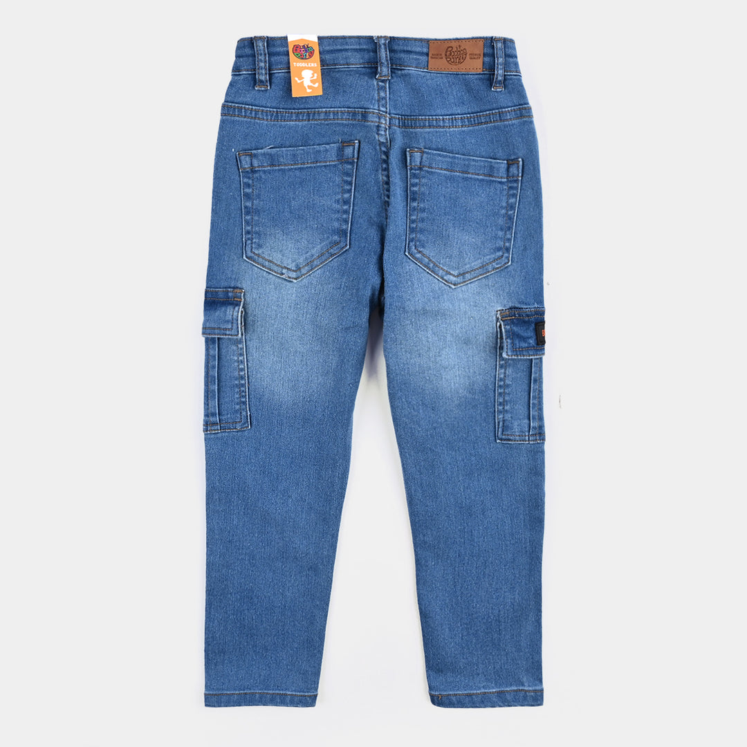 Boys Denim Stretch Pants (Brave Mode On) - Mid Blue