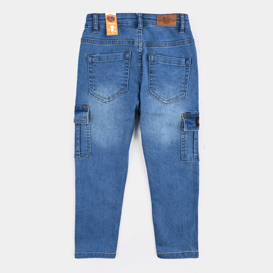 Boys Denim Stretch Pants (Brave Mode On) - Mid Blue
