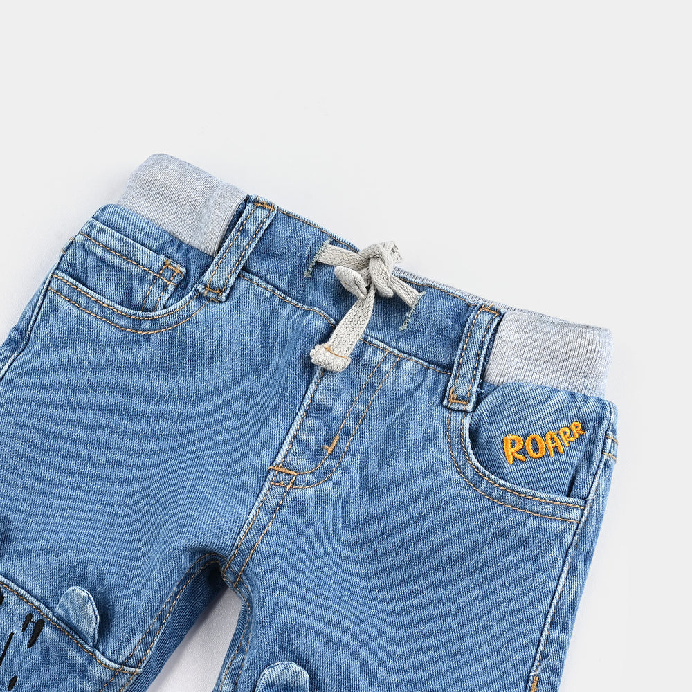 Infant Boys Denim Rigid Pant (Tiger Face) - Light Blue