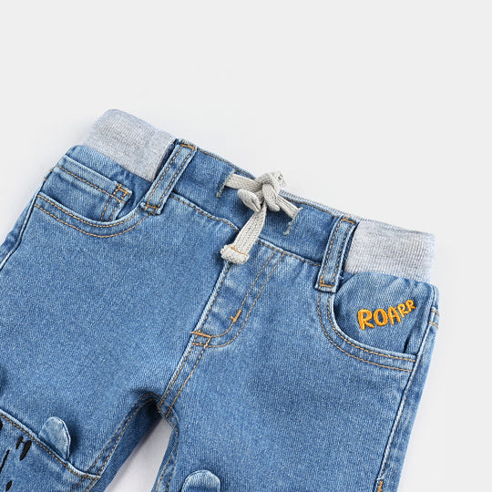 Infant Boys Denim Rigid Pant (Tiger Face) - Light Blue