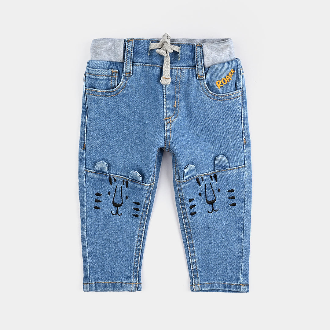 Infant Boys Denim Rigid Pant (Tiger Face) - Light Blue