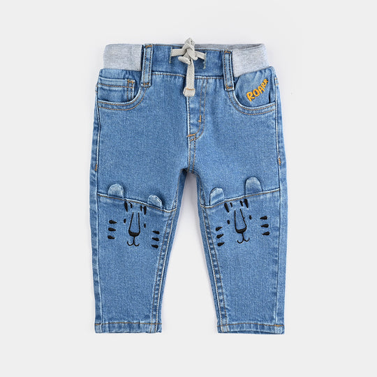 Infant Boys Denim Rigid Pant (Tiger Face) - Light Blue