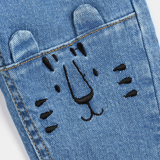 Infant Boys Denim Rigid Pant (Tiger Face) - Light Blue