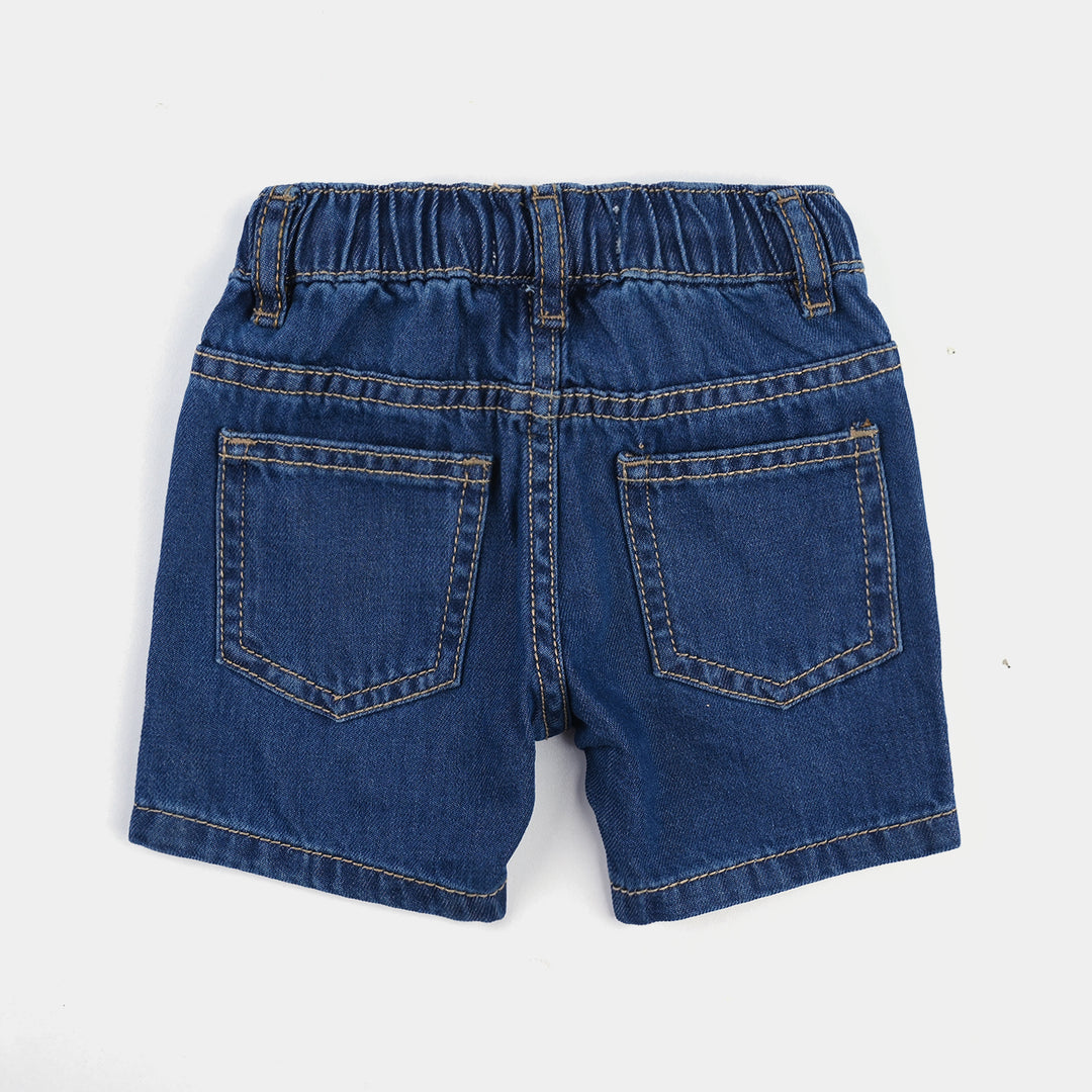 Infant Boys Denim rigid Short Dino Car-DARK BLUE