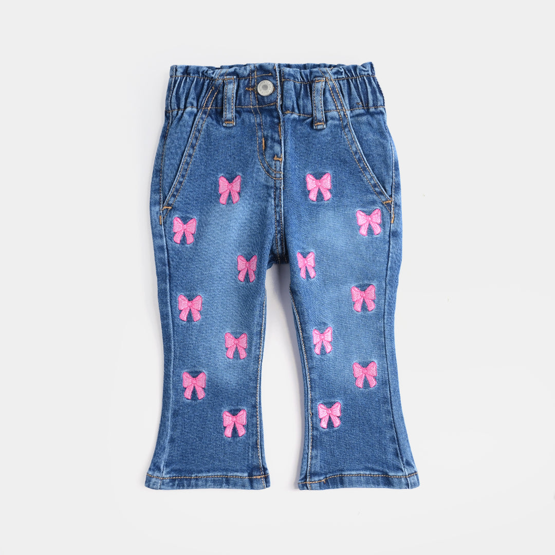 Infant Girls Denim rigid Pant Bow-LT.Blue