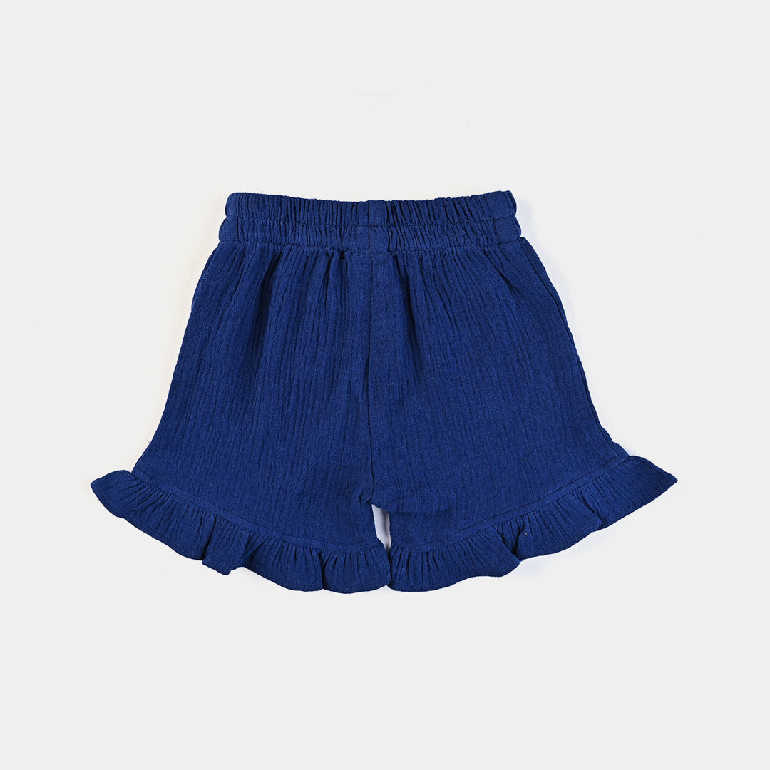 Infant Girls Cotton EMB Short-NAVY
