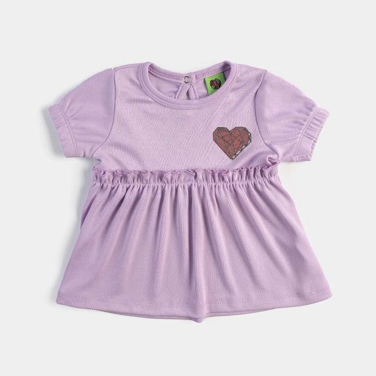 Infant Girls Jacquard Jersey Frock Hearts-Purple