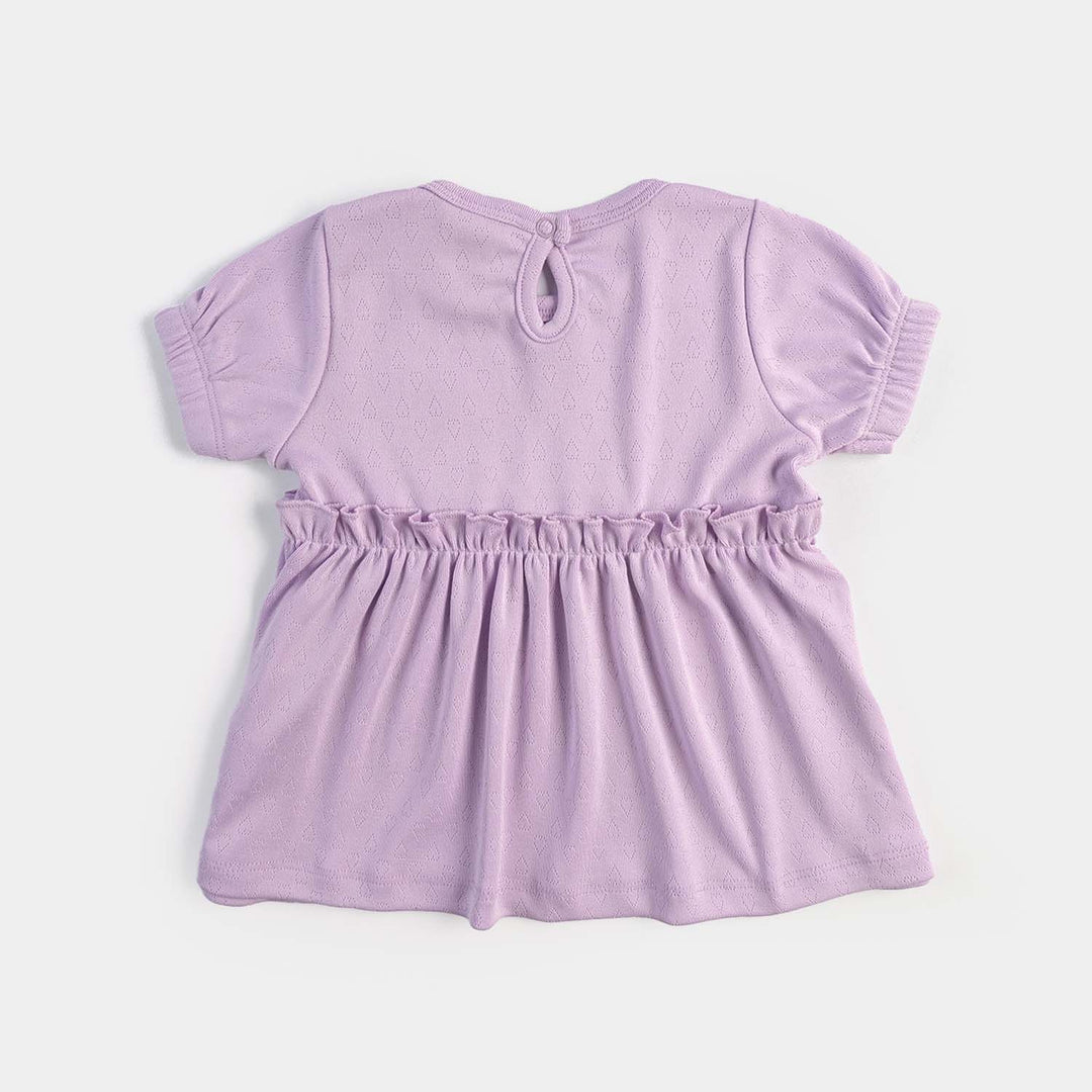 Infant Girls Jacquard Jersey Frock Hearts-Purple