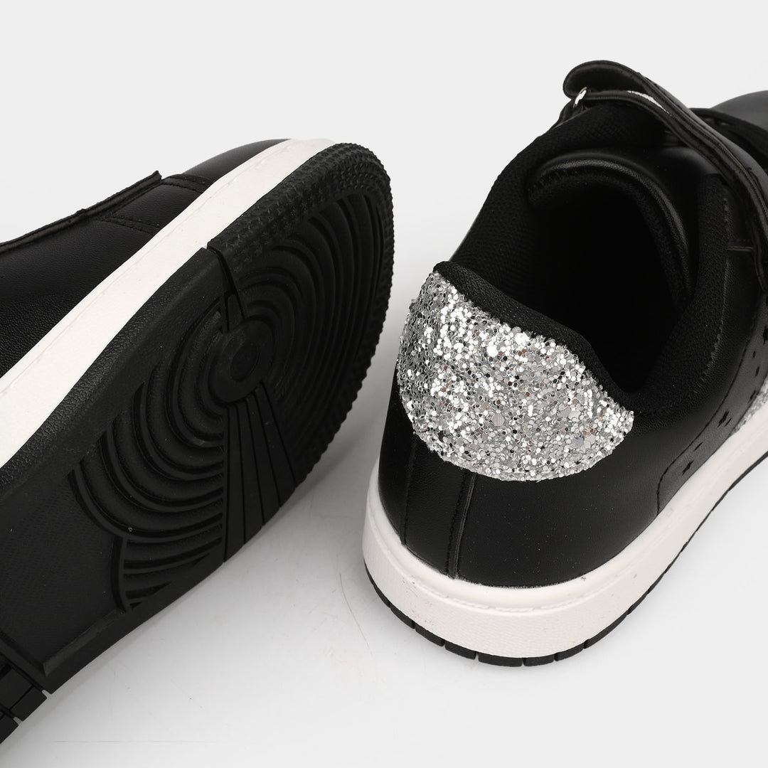 Girls Sneaker 126-3-Black/Silver