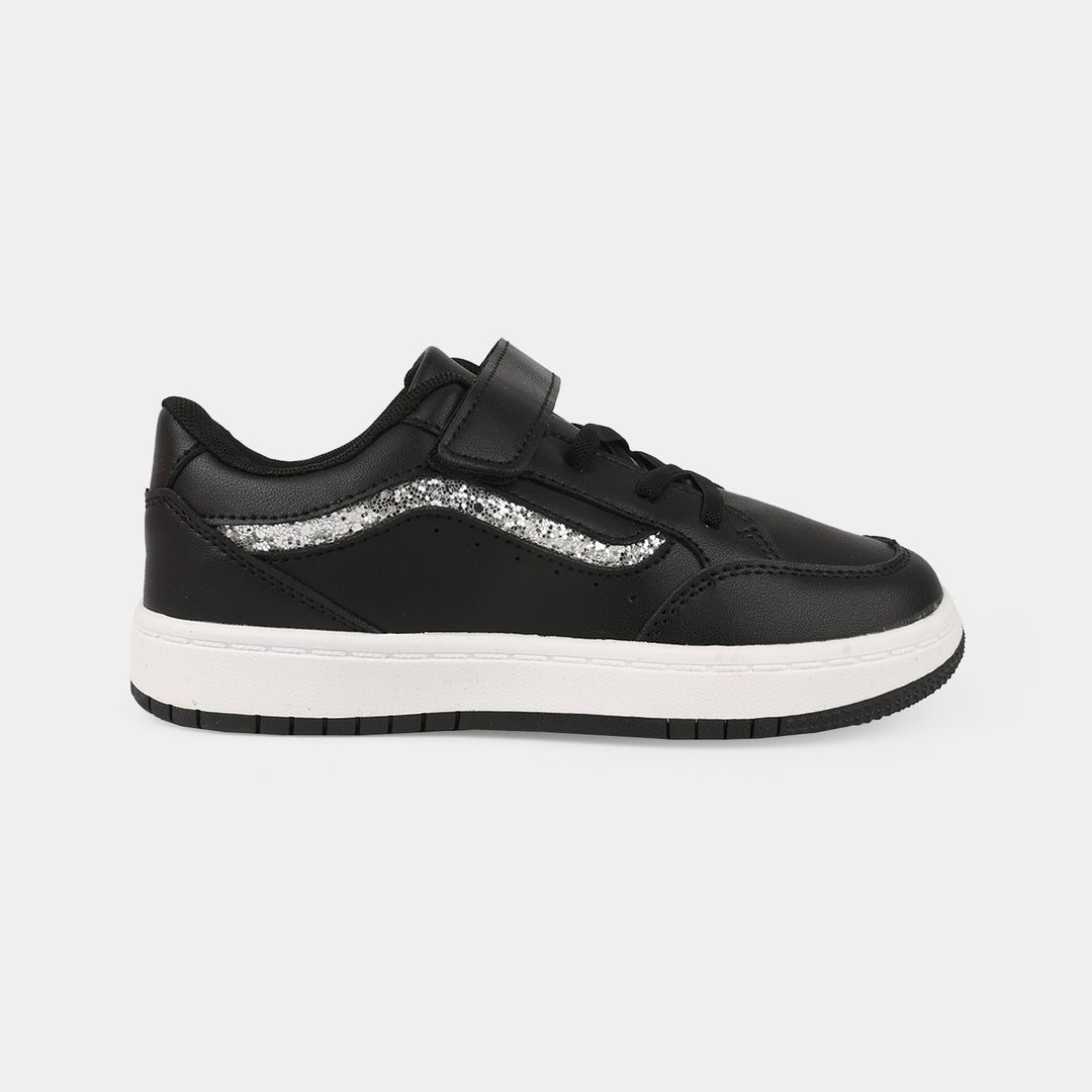 Girls Sneakers 126-6-Black/Silver