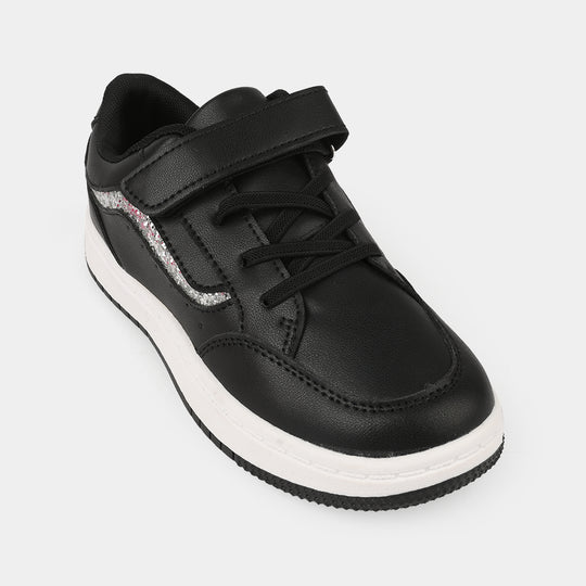 Girls Sneakers 126-6-Black/Silver