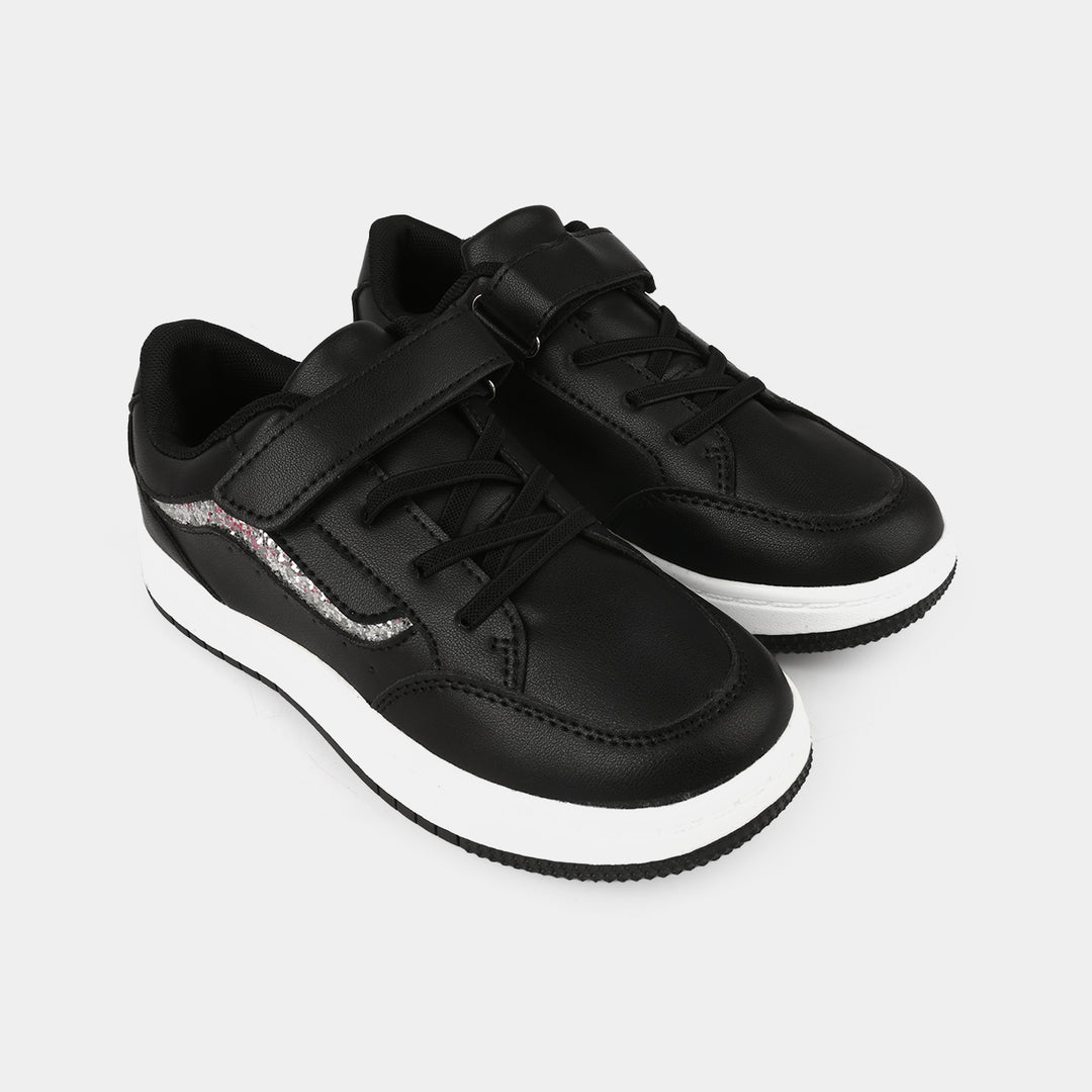 Girls Sneakers 126-6-Black/Silver