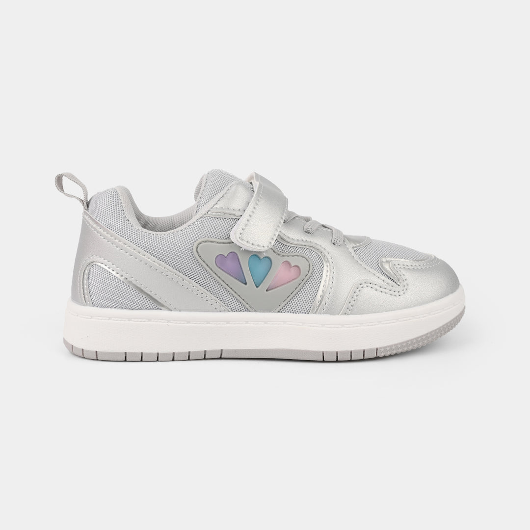 Girls Sneakers 126-12-Silver/Grey