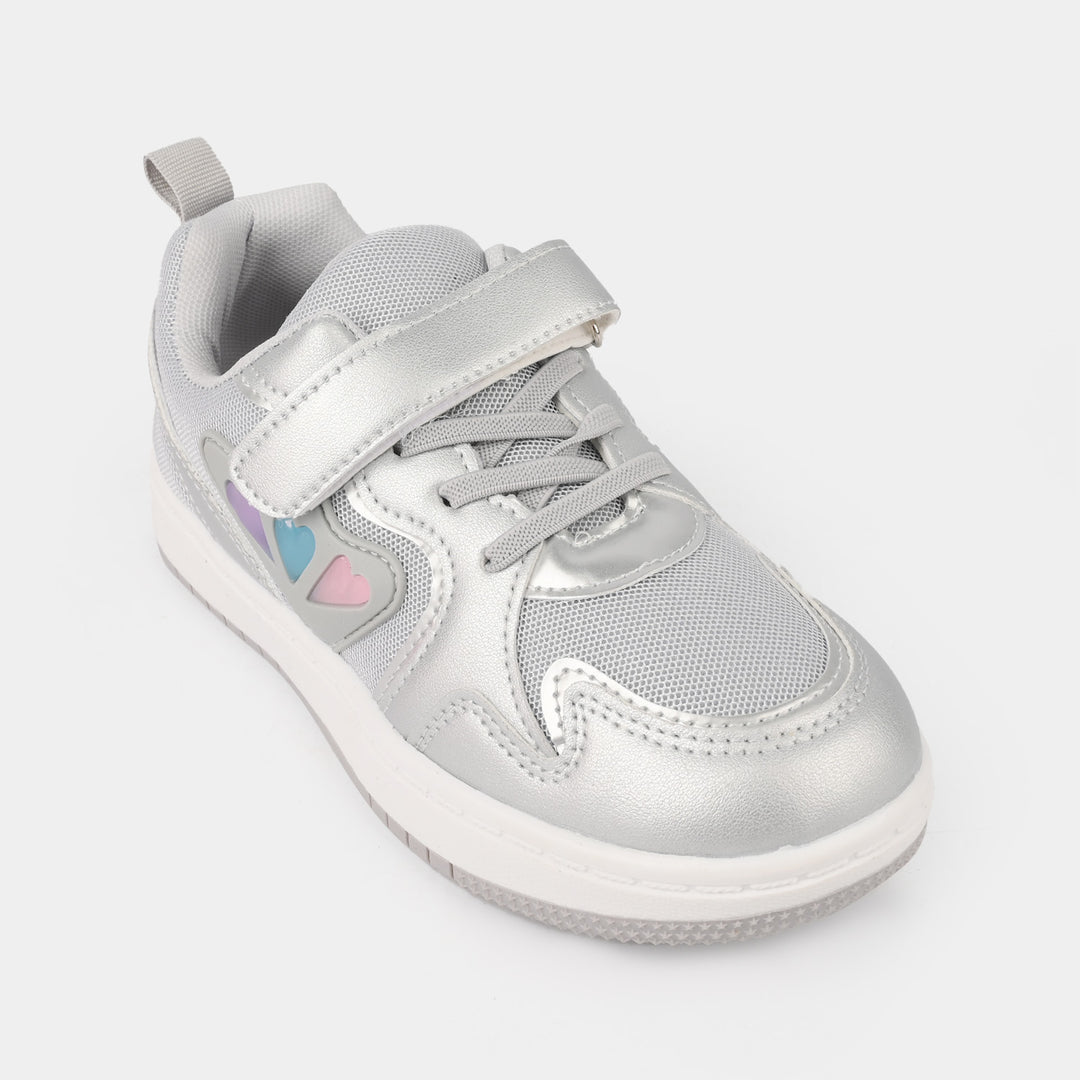 Girls Sneakers 126-12-Silver/Grey