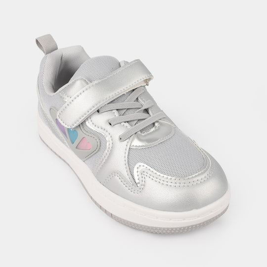 Girls Sneakers 126-12-Silver/Grey