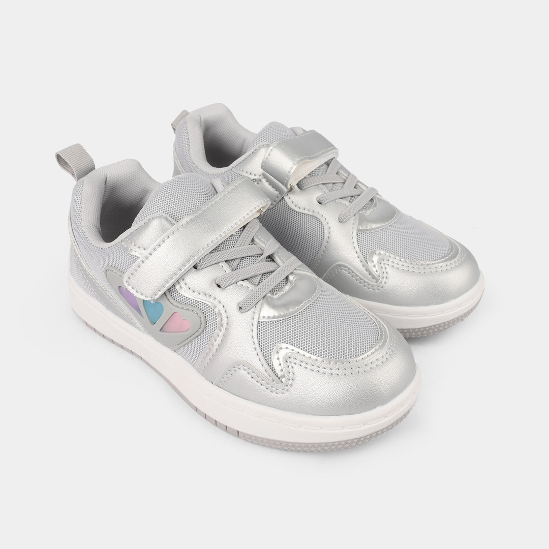 Girls Sneakers 126-12-Silver/Grey