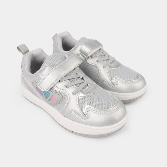 Girls Sneakers 126-12-Silver/Grey