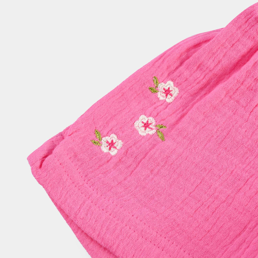 Girls Chiffon EMB Short Crinkle-Pink