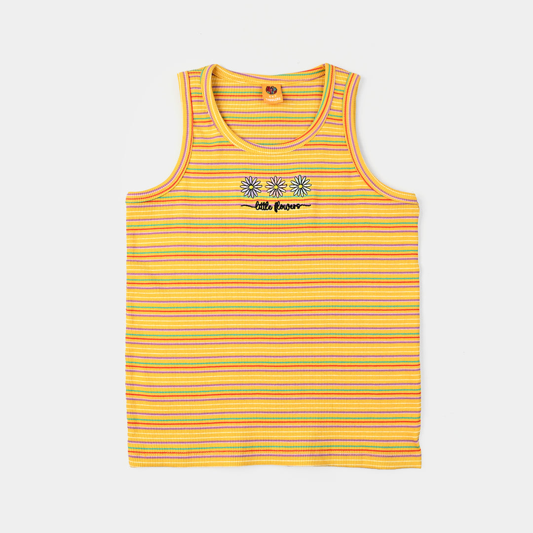 Girls Yard Dyed Sando Little Flower-Citrus