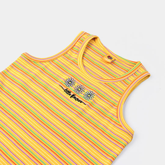 Girls Yard Dyed Sando Little Flower-Citrus