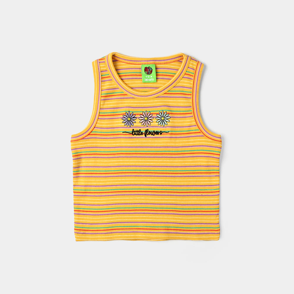 Infant Girls Yard Dyed Rib Sando Little Flower-Citrus