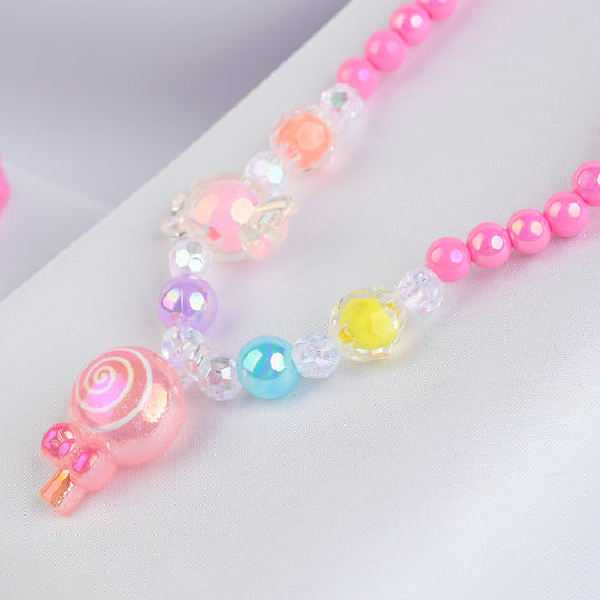 GIRLS CHARM BEADED NECKLACE & BRACELET
